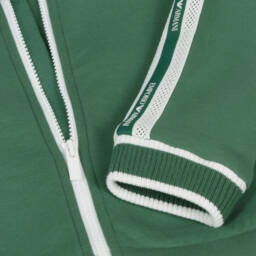 Emporio Armani-Boys Green Jersey Zip-Up Top | Childrensalon