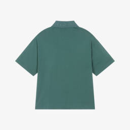 Emporio Armani-Boys Green Logo Collar Cotton Polo Shirt | Childrensalon