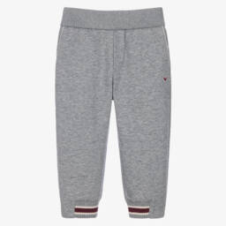 Boys Grey Marl Joggers with Striped Ribbed Cuffs