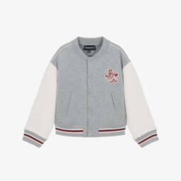 Boys Grey Varsity Bomber Jacket