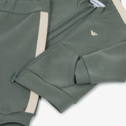 Emporio Armani-Boys Khaki Green Logo Tape Tracksuit | Childrensalon