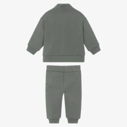 Emporio Armani-Boys Khaki Green Logo Tape Tracksuit | Childrensalon