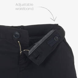 Emporio Armani-Boys Navy Blue Cotton Chino Shorts | Childrensalon