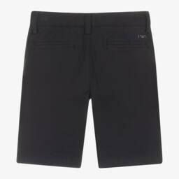 Emporio Armani-Boys Navy Blue Cotton Chino Shorts | Childrensalon