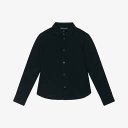 Emporio Armani-Boys Navy Blue Cotton Piqué Shirt | Childrensalon