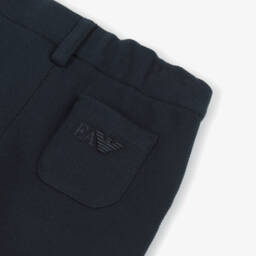Emporio Armani-Boys Navy Blue Cotton Shorts | Childrensalon