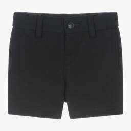 Emporio Armani-Boys Navy Blue Cotton Shorts | Childrensalon