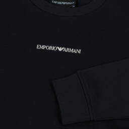 Emporio Armani-Boys Navy Blue Sweatshirt with White Logo Print | Childrensalon