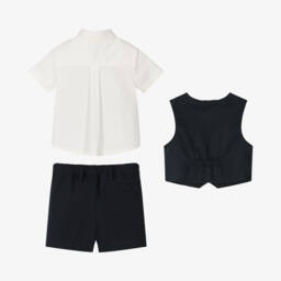 Emporio Armani-Boys Navy Blue Waistcoat Suit | Childrensalon