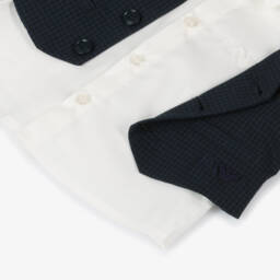 Emporio Armani-Boys Navy Blue Waistcoat Suit | Childrensalon