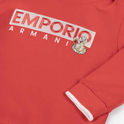 Emporio Armani-Boys Red Embroidered Snake Hoodie | Childrensalon