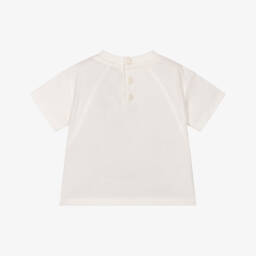 Emporio Armani-Boys White Cotton Embossed Logo T-Shirt | Childrensalon