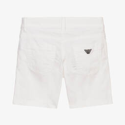 إEmporio Armani-شورت قطن لون أبيض للأولاد | Childrensalon