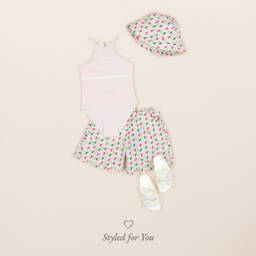 Emporio Armani-Girls Pink & Green Cotton Eagle Print Shorts | Childrensalon