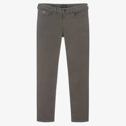 Emporio Armani-Teen Boys Grey Cotton Slim Jeans | Childrensalon