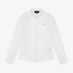 Emporio Armani-Teen Boys White Linen Shirt | Childrensalon