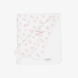 Emporio Armani-White & Pink Padded Cotton Blanket (73cm) | Childrensalon