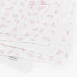 Emporio Armani-White & Pink Padded Cotton Blanket (73cm) | Childrensalon