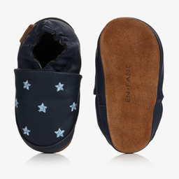 EN FANT-Blue Leather Stars Slippers | Childrensalon