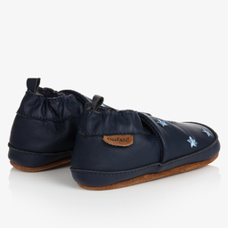 EN FANT-Blue Leather Stars Slippers | Childrensalon