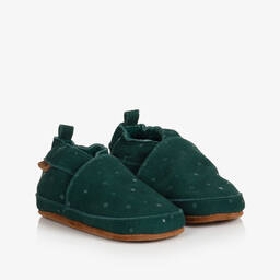 EN FANT-Green Suede Star Slippers | Childrensalon