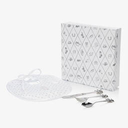 English Trousseau-Silver Cutlery & Bib Gift Set | Childrensalon