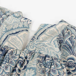 Etro-فستان بنات بطبعة بيزلي قطن لون أزرق | Childrensalon