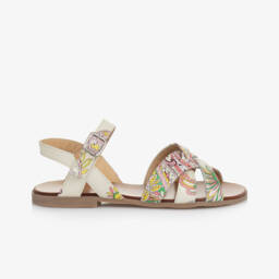 Etro-Girls Ivory Leather Paisley Sandals | Childrensalon