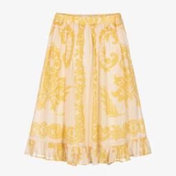 Юбка макси желтая с цветочным принтом для девочек