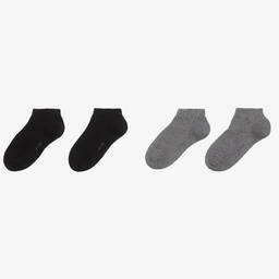 Falke-Black & Grey Cotton Trainer Socks (2 Pack) | Childrensalon