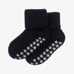 Falke-Navy Blue Cotton Baby Slipper Socks | Childrensalon