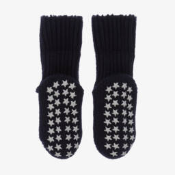 Falke-Navy Blue Cotton Baby Slipper Socks | Childrensalon