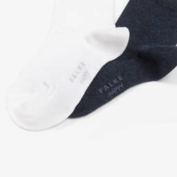 Falke-Navy Blue & White Cotton Socks (2 Pack) | Childrensalon