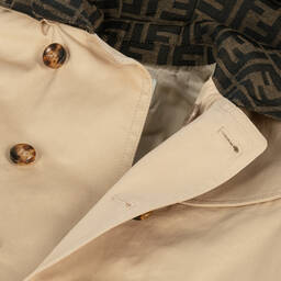 Fendi-Бежевый хлопковый тренч с мишкой Teddy для малышей | Childrensalon