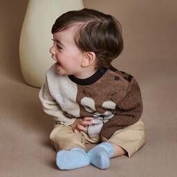 Fendi-بلوفر صوف محبوك لون بيج و بني للأطفال | Childrensalon