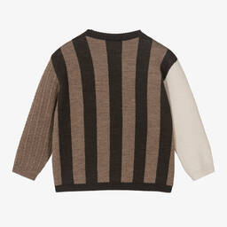Fendi-بلوفر صوف محبوك لون بيج و بني للأطفال | Childrensalon