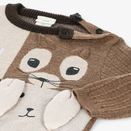 Fendi-بلوفر صوف محبوك لون بيج و بني للأطفال | Childrensalon