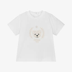 Fendi-تيشيرت قطن لون أبيض للمولودات | Childrensalon