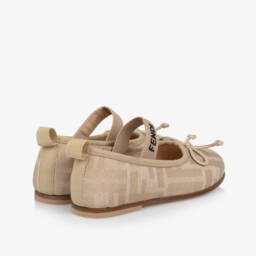 Fendi-باليرينا جاكار لون بيج للمولودات | Childrensalon