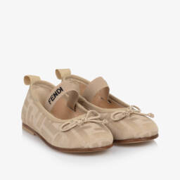 Fendi-باليرينا جاكار لون بيج للمولودات | Childrensalon