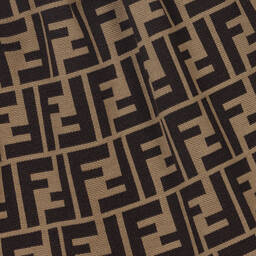 Fendi-فستان بياقة مزيج قطن وميلانو جيرسي لون بني | Childrensalon