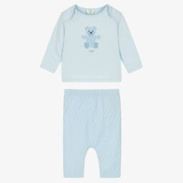 Fendi-Baby Girls Pale Blue Cotton Bear Babygrow Set | Childrensalon
