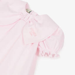 Fendi-فستان بياقة فيونكة قطن لون زهري للمولودات | Childrensalon