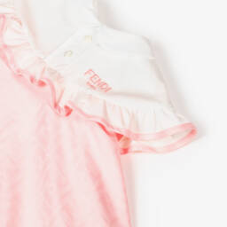 Fendi-فستان جاكار FF لون زهري للمولودات | Childrensalon