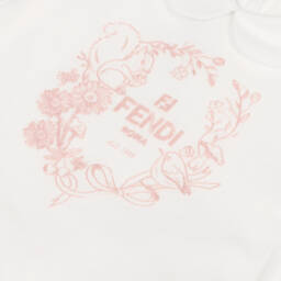 Fendi-تيشيرت قطن لون أبيض للمولودات | Childrensalon
