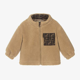 Beige Teddy Fleece FF Baby Jacket