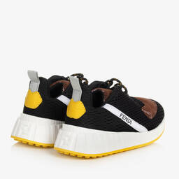 Fendi-ترينرز شبك نيوبرين لون أسود وبني | Childrensalon