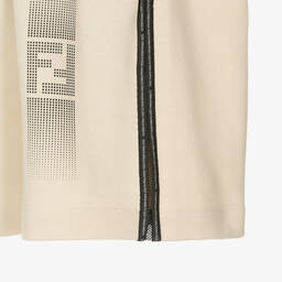 Fendi-شورت أوفر سايز بشعار FF قطن لون بيج للأولاد | Childrensalon