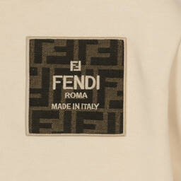 Fendi-هودي بسحاب بشعار FF قطن لون بيج للأولاد | Childrensalon