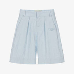 Boys Blue Cotton Jacquard FF Shorts